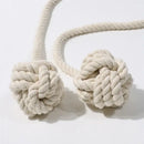Boho cream handwoven cotton curtain tieback – living room tassel decor by Decorbites