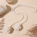 Boho cream handwoven cotton curtain tieback – living room tassel decor by Decorbites