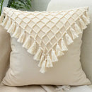 Boho cream lace floral cushion cover living room pom pom pillow by Decorbites