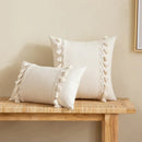Boho cream lace floral cushion cover living room pom pom pillow by Decorbites