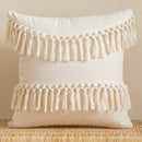 Boho cream lace floral cushion cover living room pom pom pillow by Decorbites