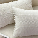 Boho cream lace floral cushion cover living room pom pom pillow by Decorbites