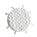 Boho cream textured round lumbar pillow cover set bedroom tassels by Decorbites