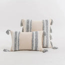 Boho cream tufted cushion cover with tassels for living room by Decorbites