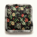 GobekUsa Boho Floral Square Chair Cushions with Faux Fur Trim - Soft & Thick Seat Pad