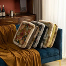 GobekUsa Boho Floral Square Chair Cushions with Faux Fur Trim - Soft & Thick Seat Pad