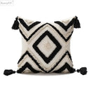 Boho diamond cushion covers – living room earthy tassel pillows by Decorbites
