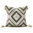 Boho diamond cushion covers – living room earthy tassel pillows by Decorbites