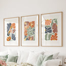 Boho Botanical Set of 3 Wall Art. Abstract Flowers Prints by Wall Art Set
