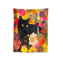 Boho floral black cat print poster living room wall art by Decorbites