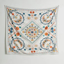 Boho floral celestial wall tapestry bedroom orange & blue decor by Decorbites