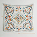 Boho floral celestial wall tapestry bedroom orange & blue decor by Decorbites