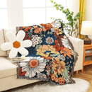 GobekUsa Boho Floral Cotton Blanket - Soft Bedspread for Beds, Sofa & Living Room