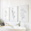 Black and White Botanical Prints. Modern Minimalist Line Art by Wall Art Set