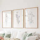 Black and White Botanical Prints. Modern Minimalist Line Art by Wall Art Set