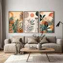 GobekUsa Boho Floral Modern Canvas Art Set