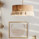 GobekUsa Boho Fringe Hemp Rope Tassel Pendant Light for Office Bedroom Living Room