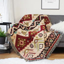 GobekUsa Geo Ethnic Throw Blanket - Double-Sided Boho Sofa Cover & Travel Carpet