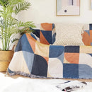 GobekUsa Geo Ethnic Throw Blanket - Double-Sided Boho Sofa Cover & Travel Carpet