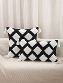 Boho geometric chenille embroidered pillow covers set living room by Decorbites