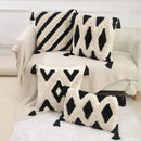 Boho geometric chenille embroidered pillow covers set living room by Decorbites