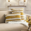 Boho geometric mustard & cream cushion cover living room decor by Decorbites