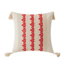 Boho geometric tassel cushion cover cream & red living room pillow by Decorbites