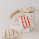 Boho geometric tassel cushion cover cream & red living room pillow by Decorbites