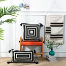 Boho geometric tufted black & cream cushion cover living room decor by Decorbites