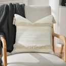 Boho geometric tufted cushion cover cream & gray living room pillow by Decorbites
