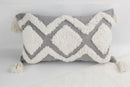 Boho geometric tufted cushion cover cream & gray living room pillow by Decorbites