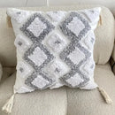 Boho geometric tufted cushion cover cream & gray living room pillow by Decorbites