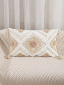 Boho geometric tufted embroidery cushion cover living room tassel decor by Decorbites