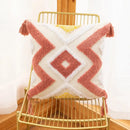 Boho geometric tufted embroidery cushion cover living room tassel decor by Decorbites