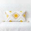 Boho geometric tufted embroidery cushion cover living room tassel decor by Decorbites