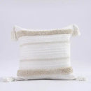 Boho gray & white tufted cushion cover living room tassel decor by Decorbites