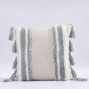 Boho gray & white tufted cushion cover living room tassel decor by Decorbites