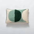 Boho green & cream geometric cushion cover living room tufted decor by Decorbites