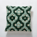 Boho green & cream geometric cushion cover living room tufted decor by Decorbites