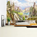 Boho green plant landscape tapestry bedroom italian village decor by Decorbites