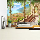 Boho green plant landscape tapestry bedroom italian village decor by Decorbites