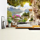 Boho green plant landscape tapestry bedroom italian village decor by Decorbites
