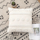 Boho ivory cotton loop cushion cover living room tasseled pillow by Decorbites