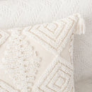 Boho ivory cotton loop cushion cover living room tasseled pillow by Decorbites