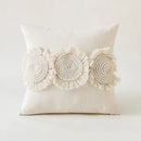 Boho ivory cushion cover with pompoms and lace for living room sofa by Decorbites