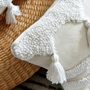 Boho ivory tufted tassel cushion cover living room woven pillow by Decorbites