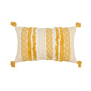 Boho jacquard cushion cover navy blue & mustard yellow living room by Decorbites