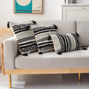 Boho jacquard cushion cover navy blue & mustard yellow living room by Decorbites