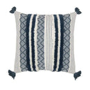 Boho jacquard cushion cover navy blue & mustard yellow living room by Decorbites
