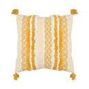 Boho jacquard cushion cover navy blue & mustard yellow living room by Decorbites